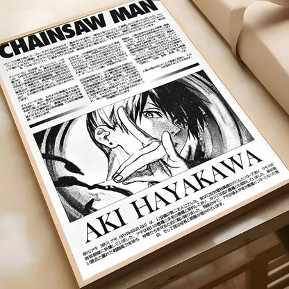 Retro Chainsaw Man Poster Vintage Anime Wall Art