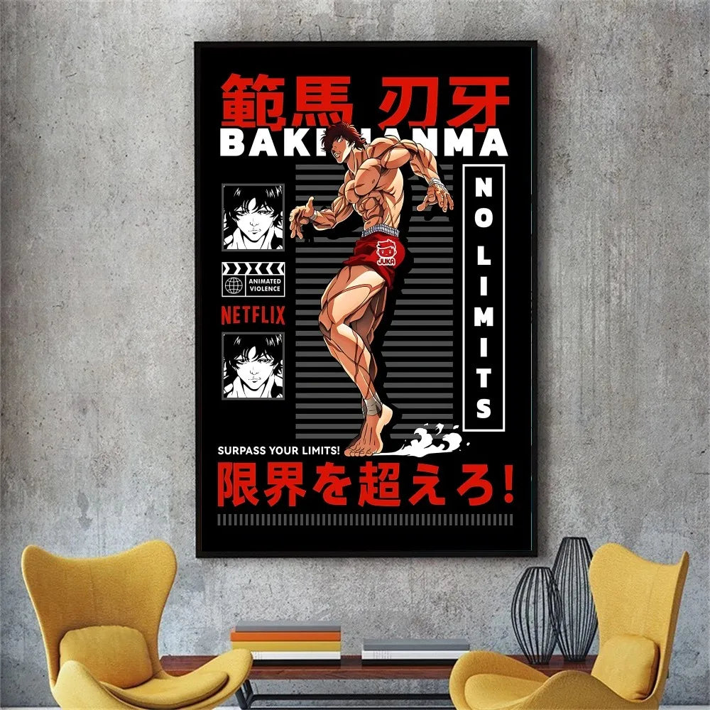 Vintage Baki Hanma Anime Poster Sticker
