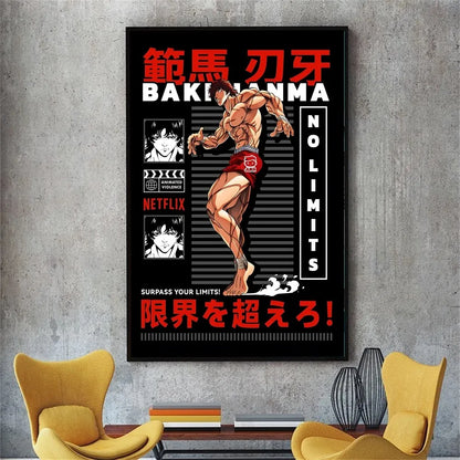 Vintage Baki Hanma Anime Poster Sticker