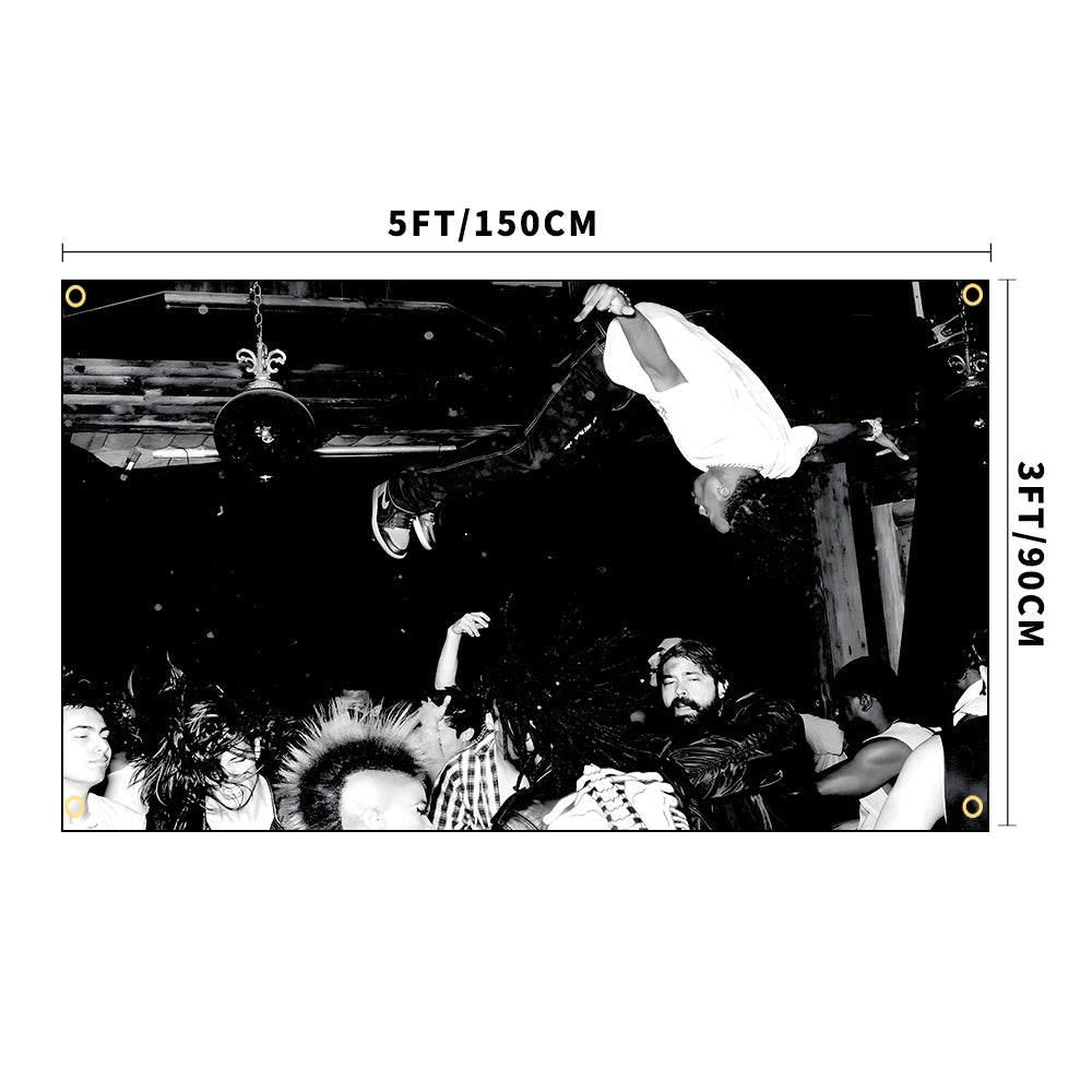 Playboi Carti Concert Dive Tapestry Black and White