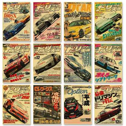 JDM Vintage Car Posters - Japanese Racing Art