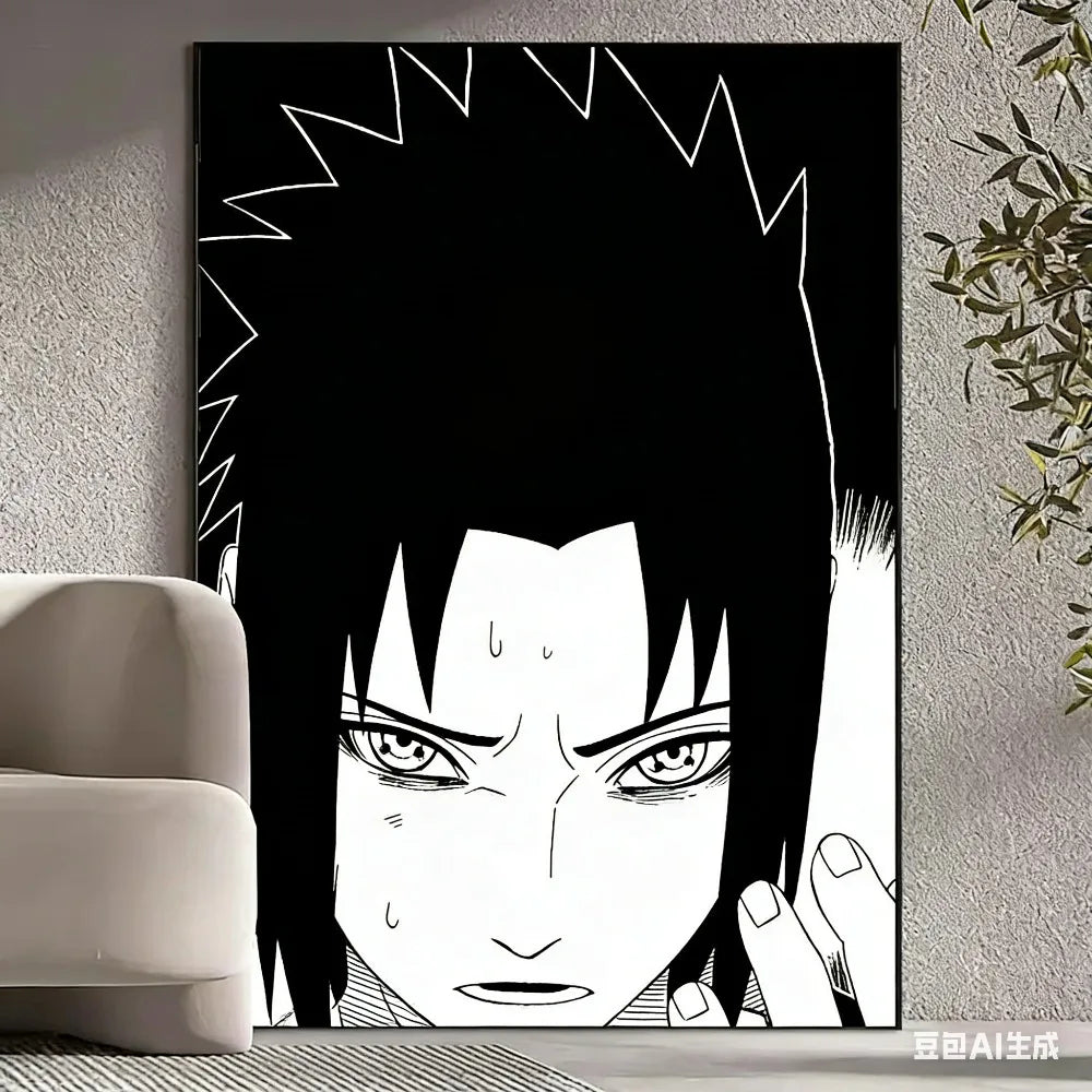 Black and White Naruto Manga Poster