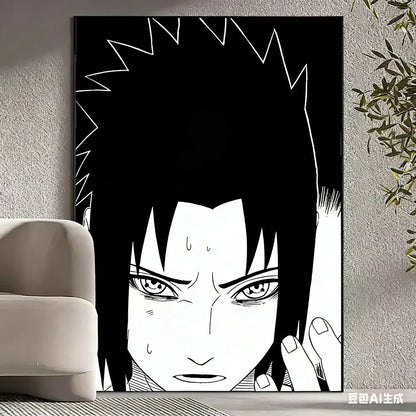 Black and White Naruto Manga Poster