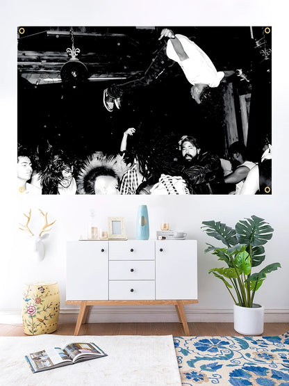 Playboi Carti Concert Dive Tapestry Black and White