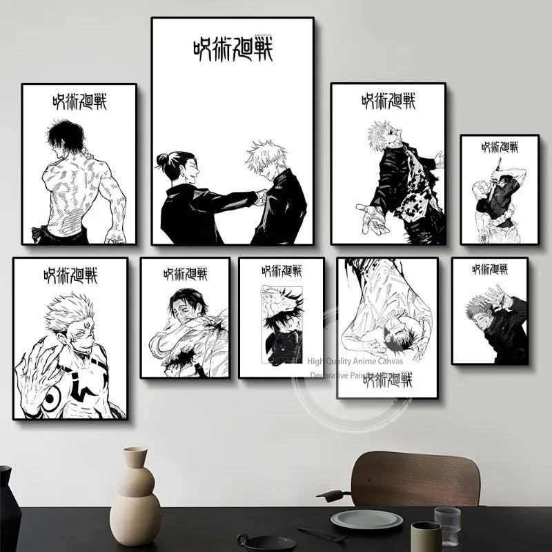 Black and White Jujutsu Kaisen Posters - JJK Art
