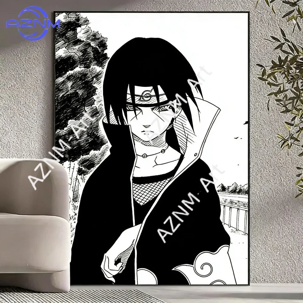 Black and White Naruto Manga Poster