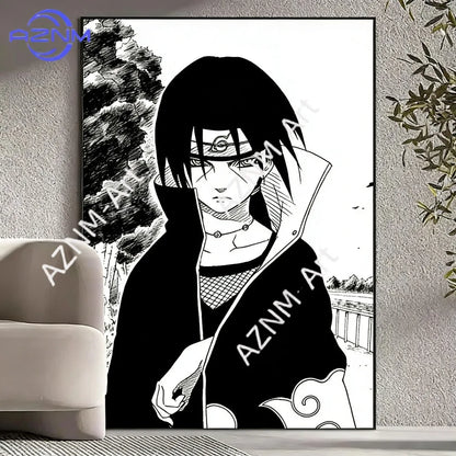 Black and White Naruto Manga Poster
