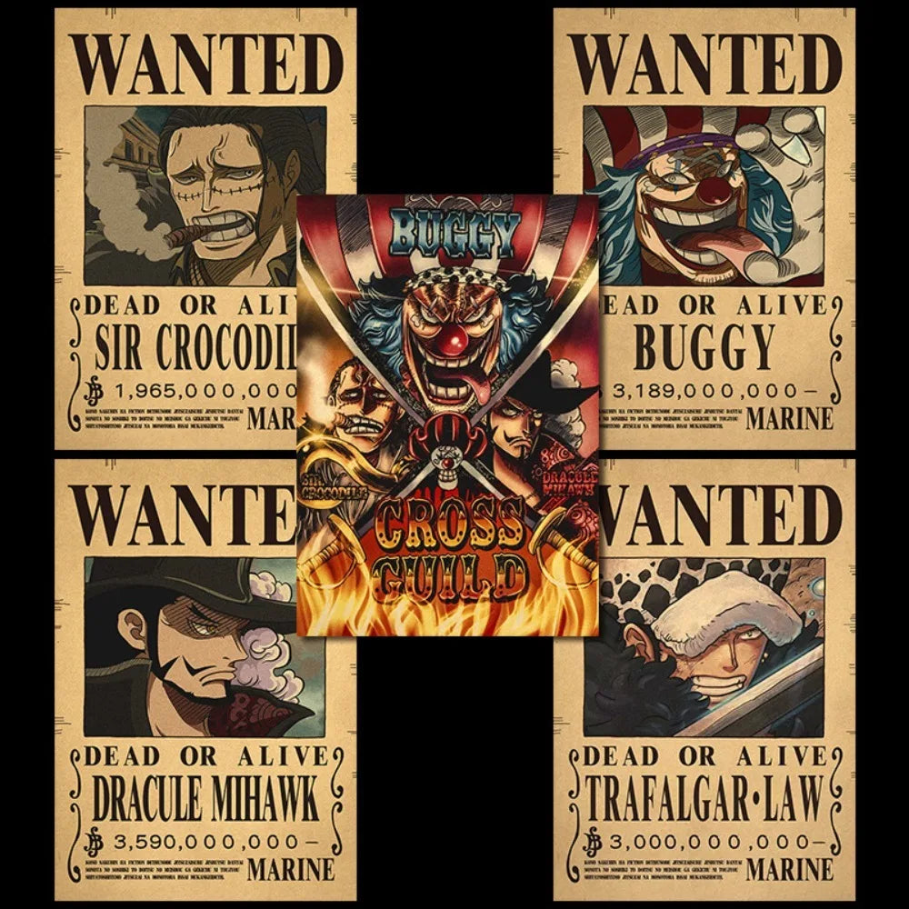One Piece Anime Bounty Wanted Posters Room Decor