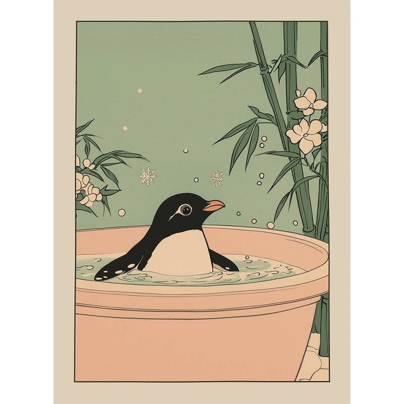 Animals Art Poster in Bathtub Bathroom Decoration