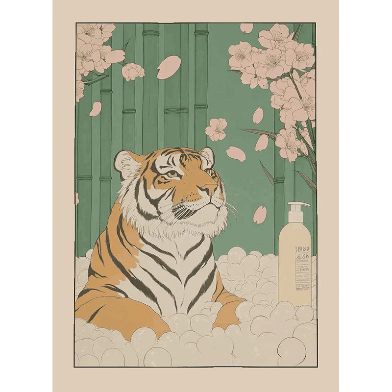 Animals Art Poster in Bathtub Bathroom Decoration
