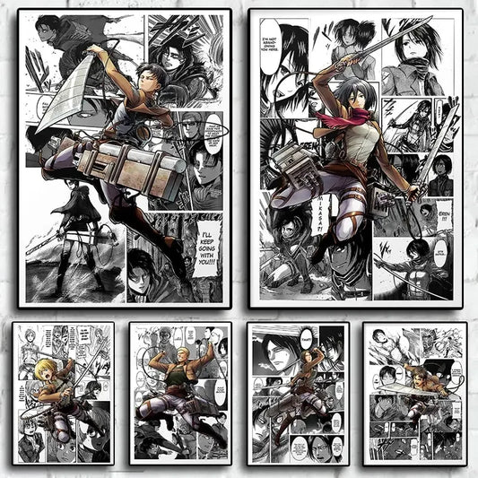 Black and White Attack on Titan Manga Poster
