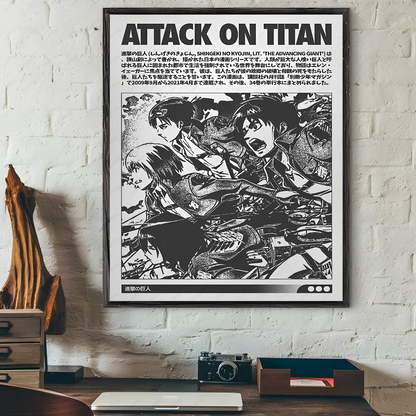 Black and White Attack on Titan Poster