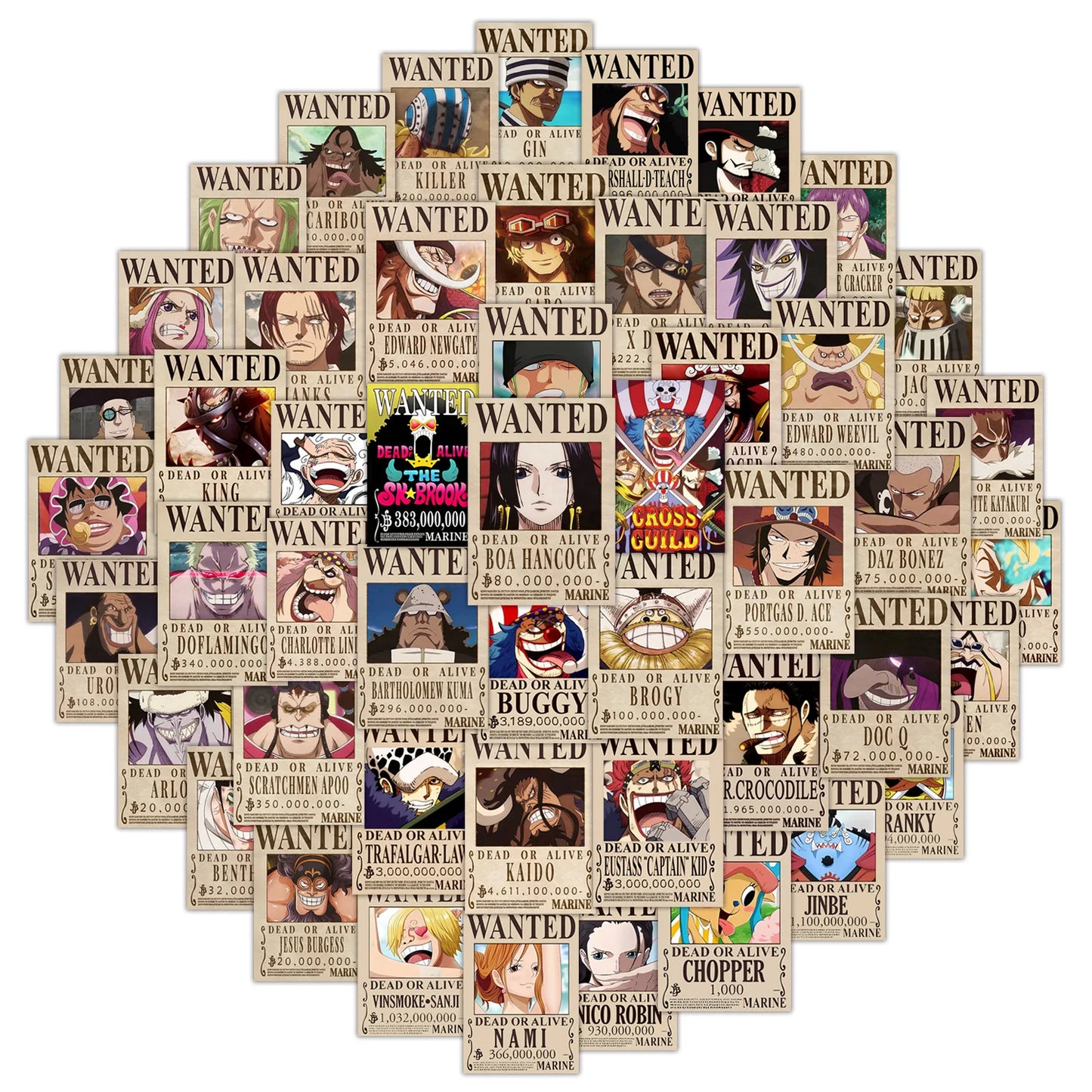 One Piece Wanted Posters 56PCS
