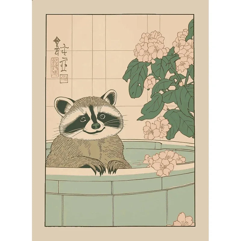 Animals Art Poster in Bathtub Bathroom Decoration