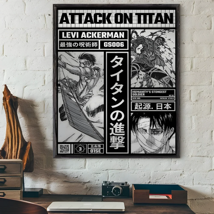Black and White Attack on Titan Poster