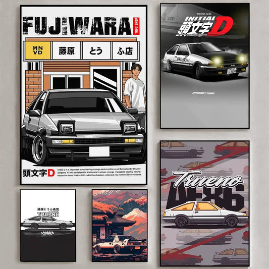 80s Initial D AE86 Poster – jdm car wall art by Threadline
