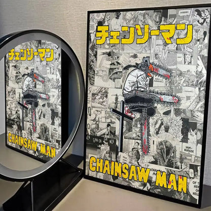 Chainsaw Man Poster Vintage Anime Wall Art v3