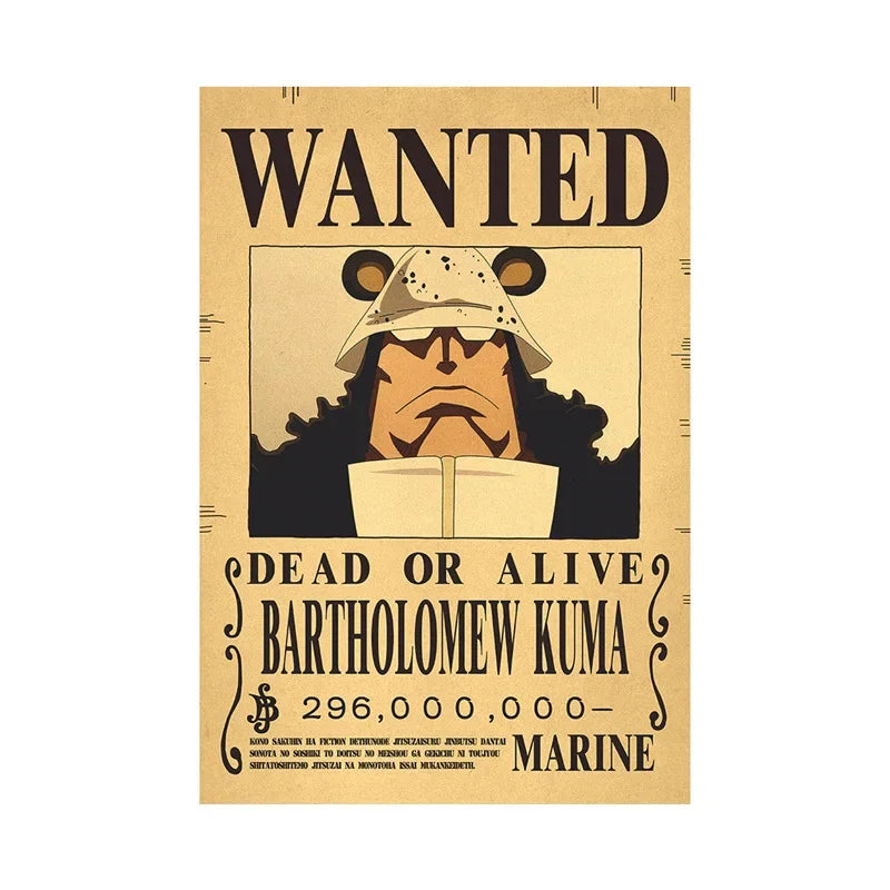One Piece Anime Bounty Wanted Posters Room Decor