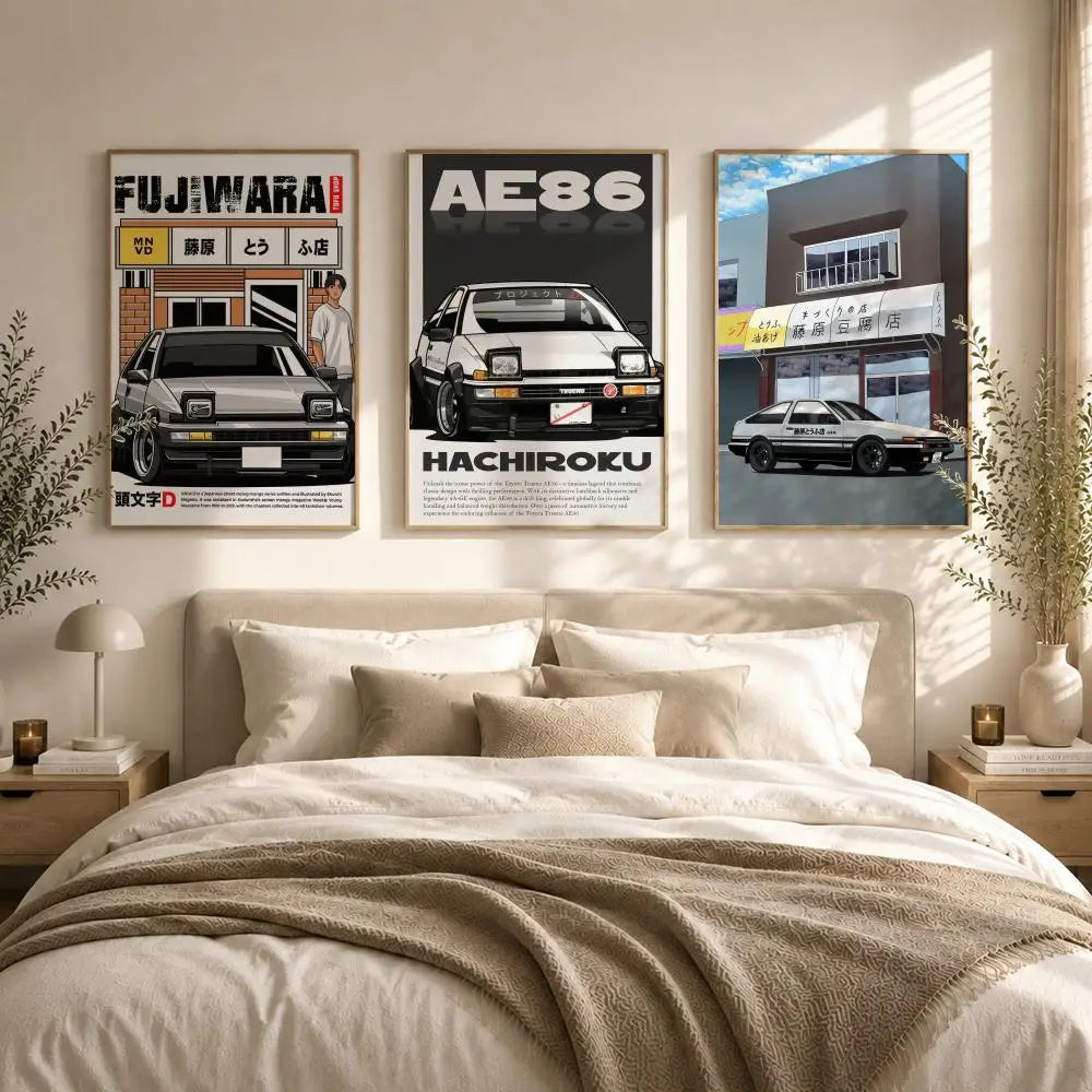 Retro AE86 Racing Posters