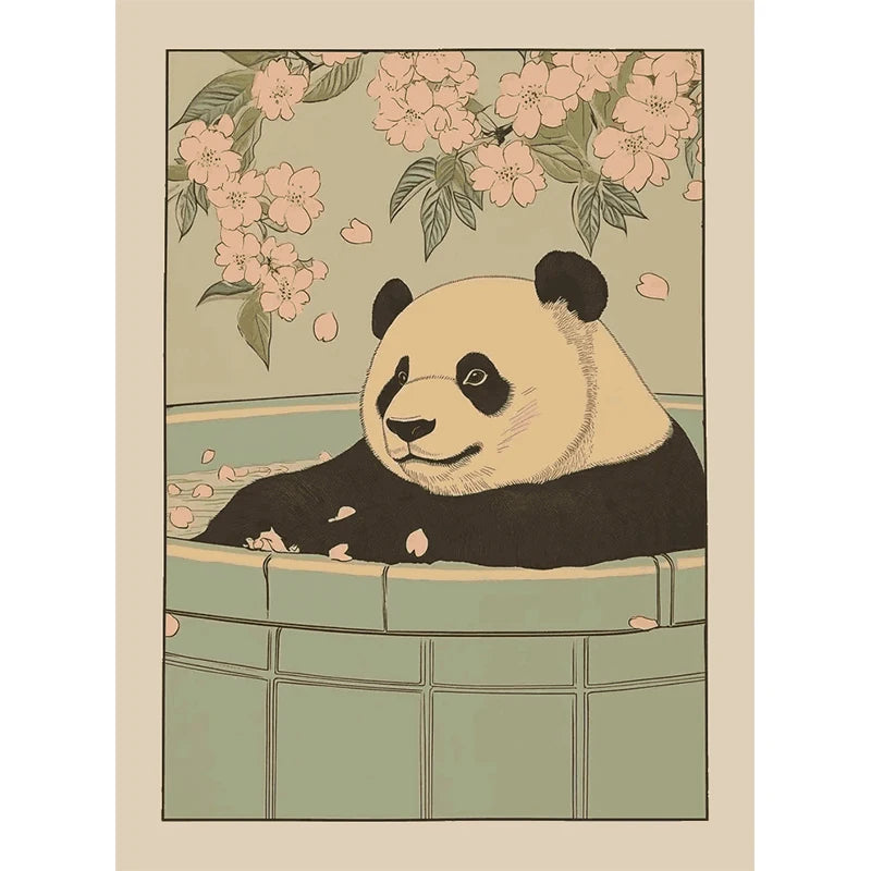 Animals Art Poster in Bathtub Bathroom Decoration