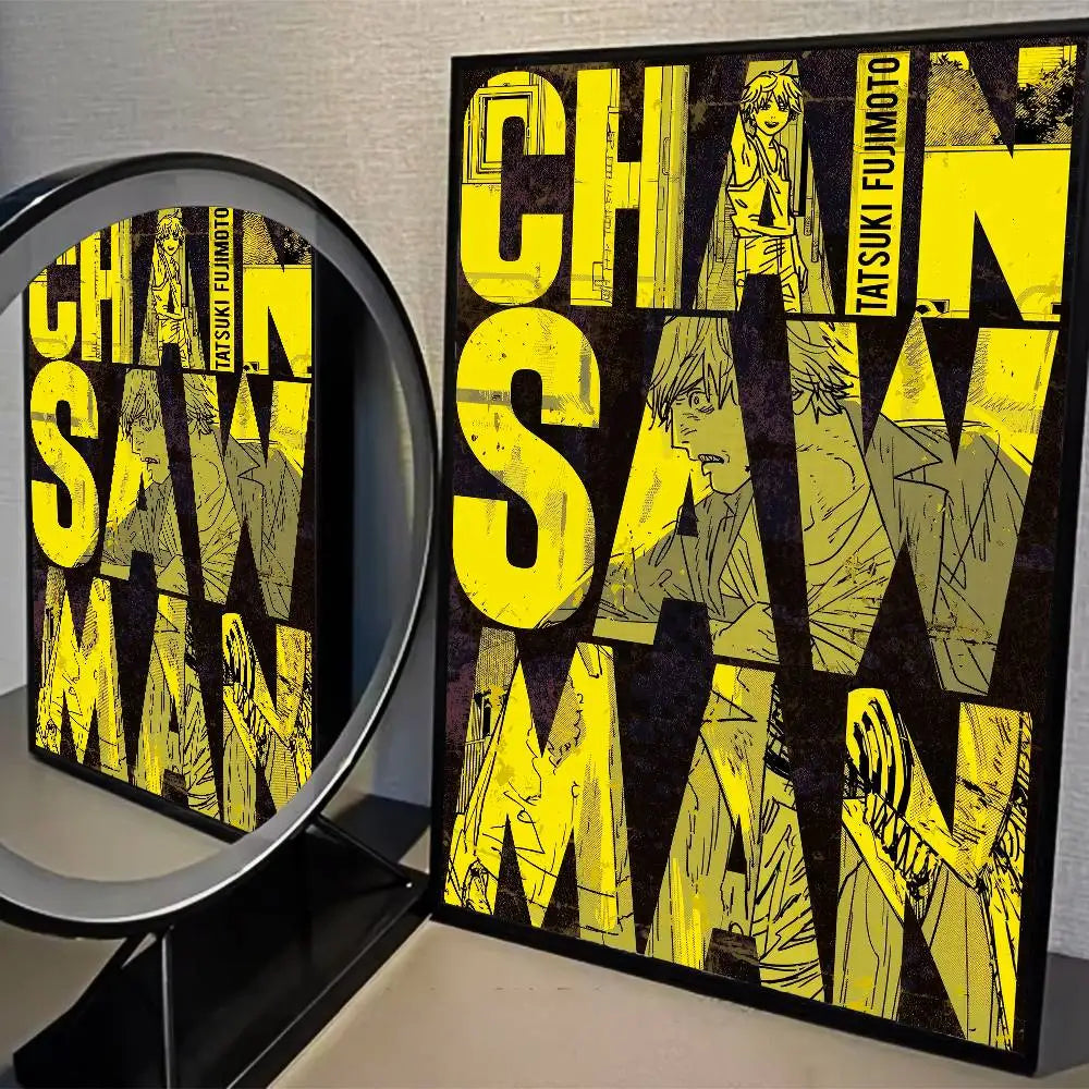 Chainsaw Man Poster Vintage Anime Wall Art v3