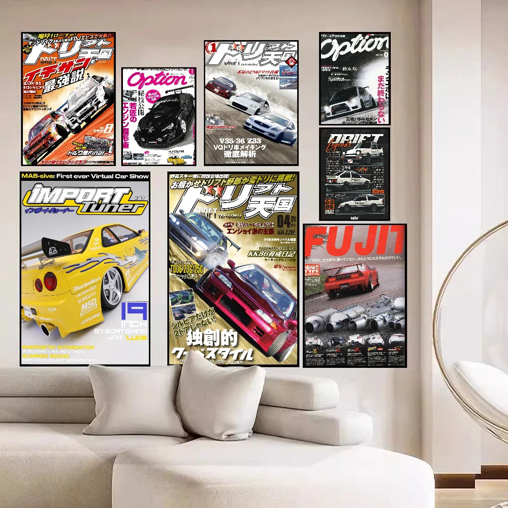 JDM Vintage Racing Poster Stickers - Car Art