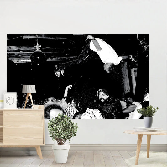 Playboi Carti Concert Dive Tapestry Black and White