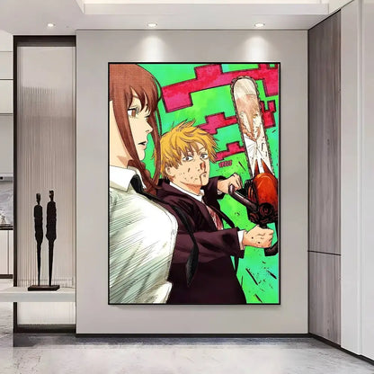 Chainsaw Man Poster Vintage Anime Wall Art v2