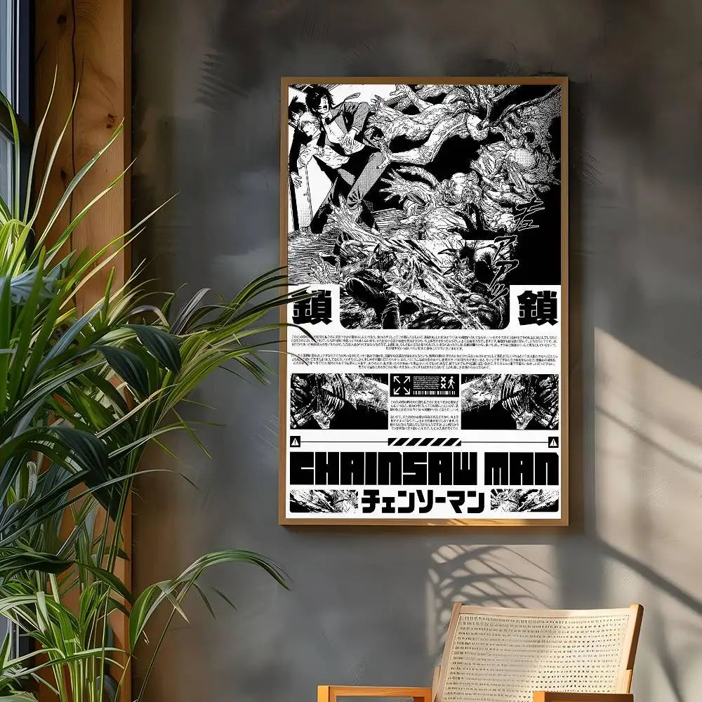 Chainsaw Man Poster Vintage Anime Wall Art v3