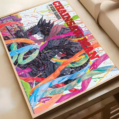 Retro Chainsaw Man Poster Vintage Anime Wall Art