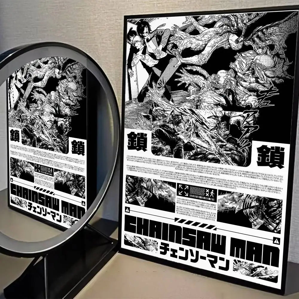 Chainsaw Man Poster Vintage Anime Wall Art v3