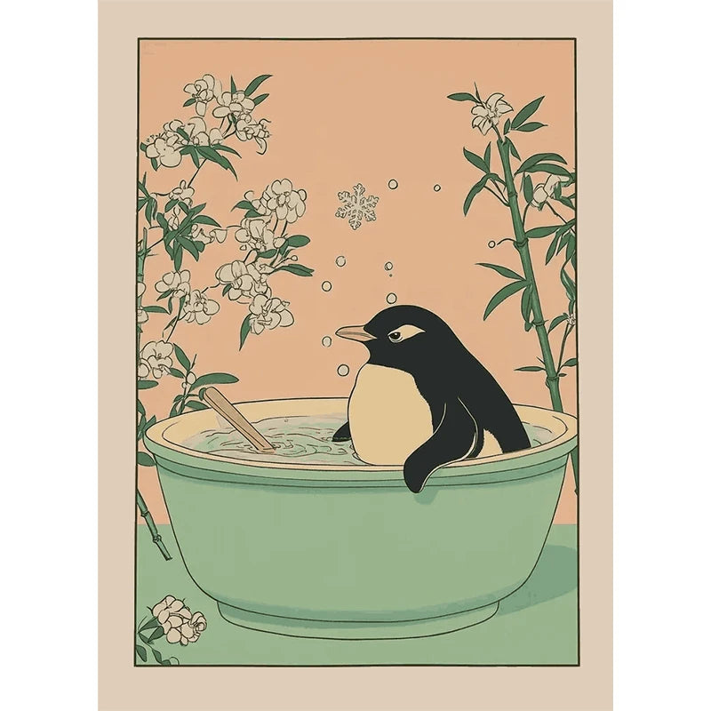 Animals Art Poster in Bathtub Bathroom Decoration