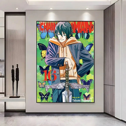 Chainsaw Man Poster Vintage Anime Wall Art v2