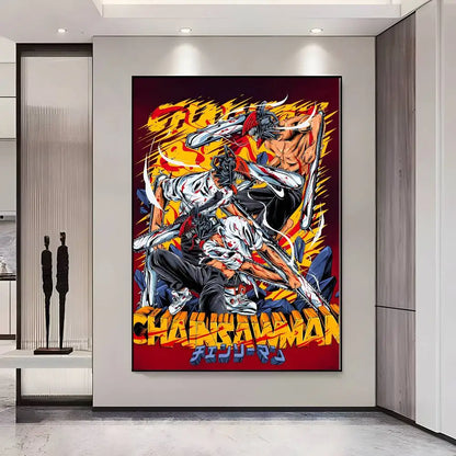 Chainsaw Man Poster Vintage Anime Wall Art v2