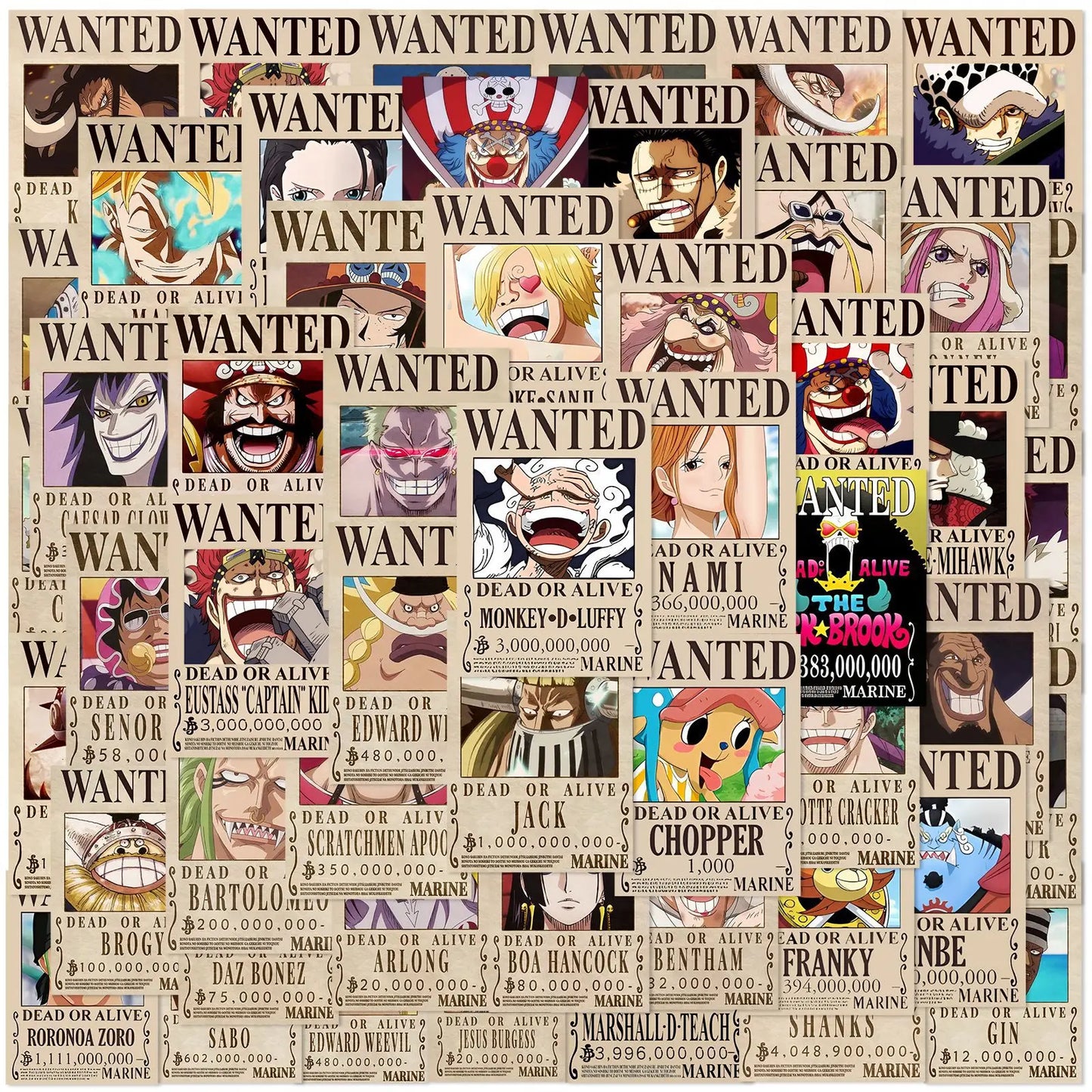 One Piece Wanted Posters 56PCS