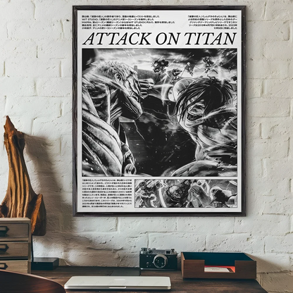Black and White Attack on Titan Poster