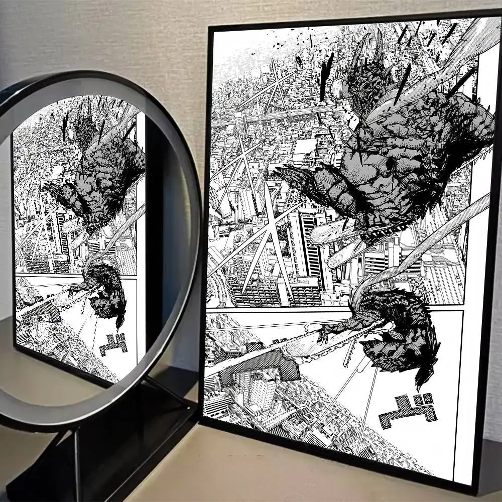 Chainsaw Man Poster Vintage Anime Wall Art v3