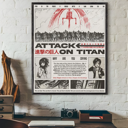 Black and White Attack on Titan Poster