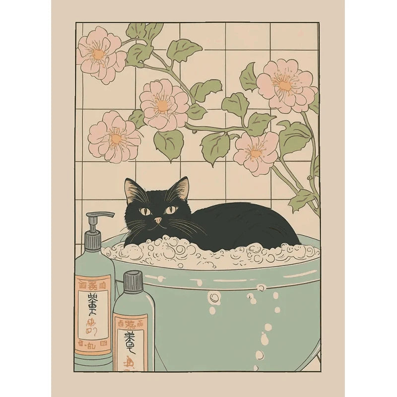 Animals Art Poster in Bathtub Bathroom Decoration