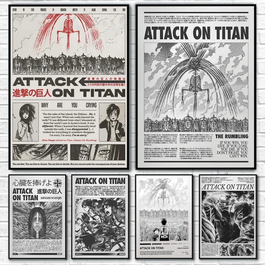 Black and White Attack on Titan Poster