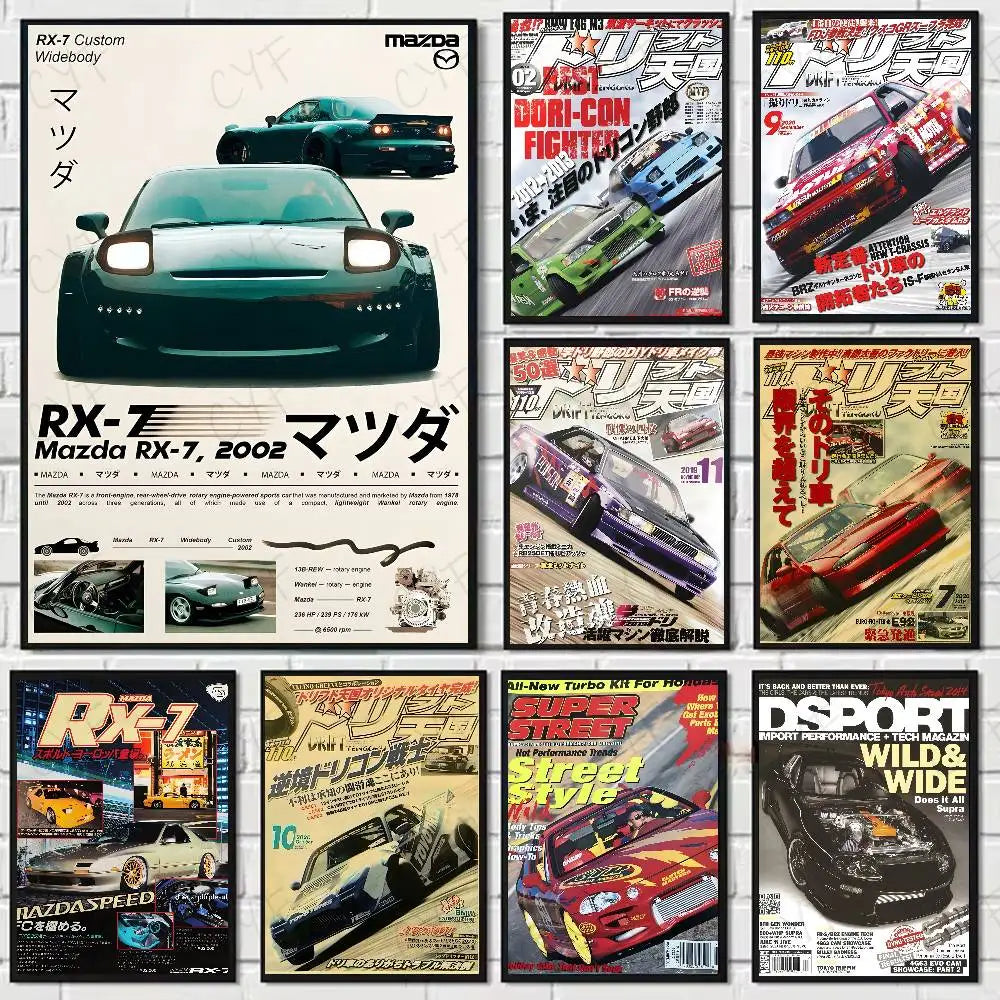 Vintage Japanese Racing Cars Magazine Poster –… | Threadline