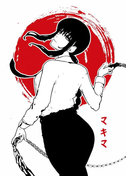 Makima Chainsaw Man Retro Canvas Poster