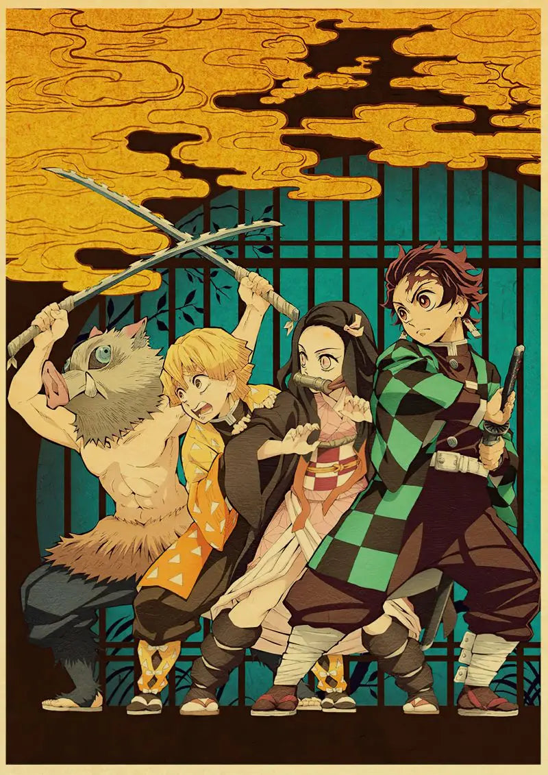 Demon Slayer Retro Posters