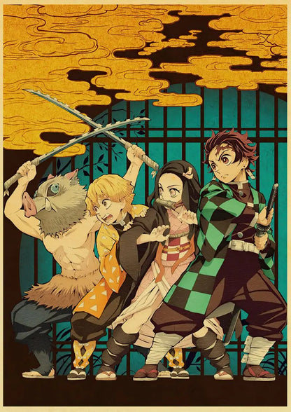 Demon Slayer Retro Posters