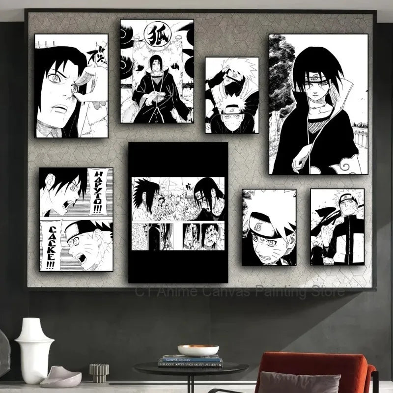 Black and White Naruto Canvas Posters