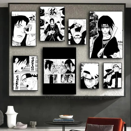 Black and White Naruto Canvas Posters