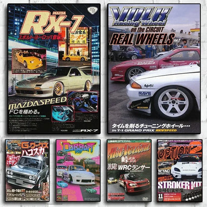 Retro Japanese Cars GTR JDM Racing Magazine Posters