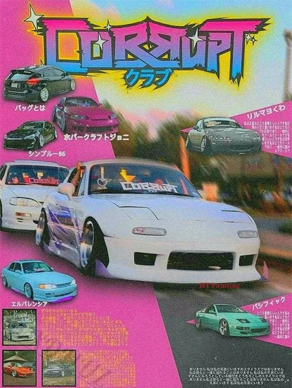 Retro Japanese Cars GTR JDM Racing Magazine Cover Posters