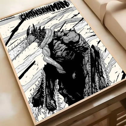Retro Chainsaw Man Poster Vintage Anime Wall Art