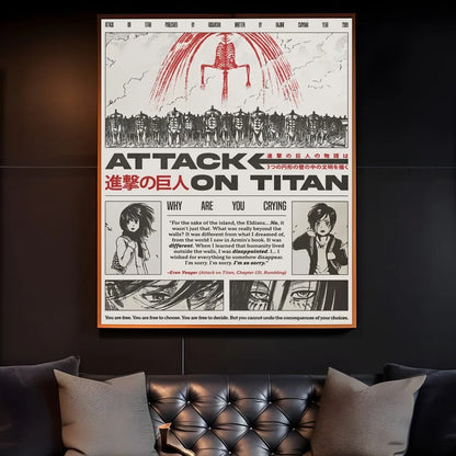 Black and White Attack on Titan Poster